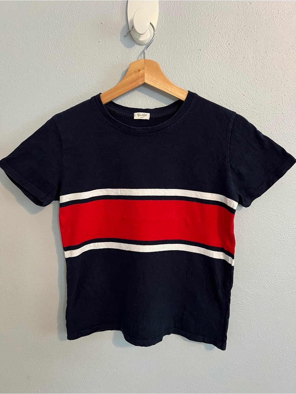 Brandy Melville Navy Tee with Red and White Stripes
